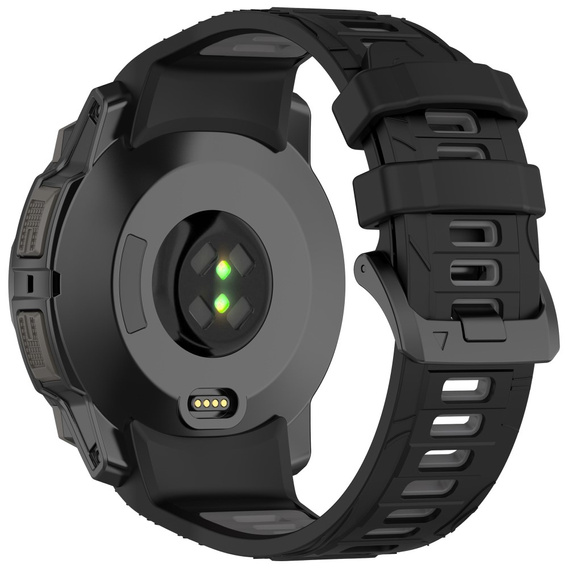 Pasek silikonowy do Garmin Instinct 3 Solar / Instinct 3 AMOLED 45mm – sportowy, czarno-szary