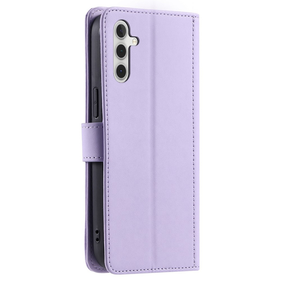 Etui z klapką do Samsung Galaxy S24 FE, Rhombus Crossbody Leather, fioletowe