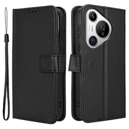 Etui z klapką do Huawei Pura 70, Wallet Smart Magnet, czarne