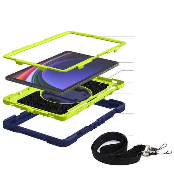 Etui do Samsung Galaxy Tab S9, Pancerne Ochronne, Niebieskie / Żółte