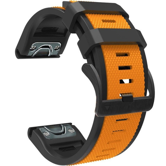 Pasek Silikonowy do Garmin Fenix 5X/6X/7X, Pomarańczowy / Czarny