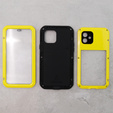 Etui Love Mei do iPhone 12, pancerne ze szkłem, żółte