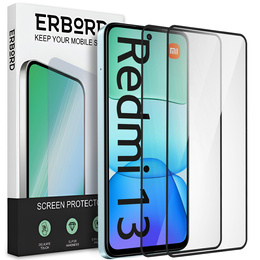 2x Szkło Hartowane do Xiaomi Redmi 13, ERBORD 3D pełne, szybka na cały ekran