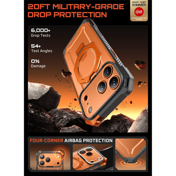 Etui Supcase do iPhone 17 Pro, Unicorn Beetle Grip Mag, Clear / Coral