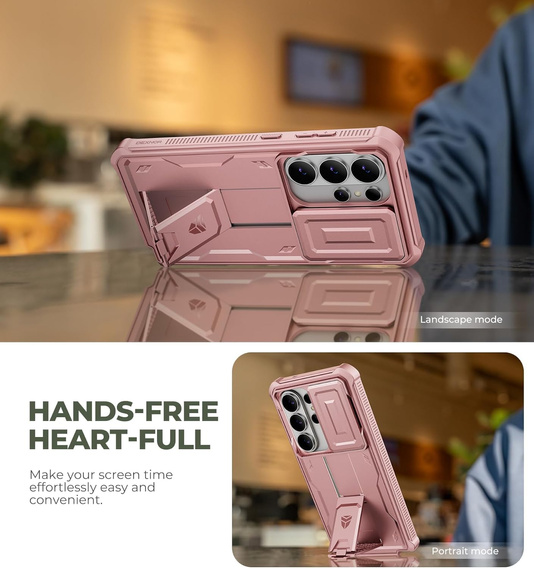 Etui pancerne do Samsung Galaxy S26 Ultra, Dexnor Full Body (Two Frames), różowe