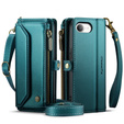 Etui CASEME do iPhone 16e RFID Leather Wallet, RFID Leather Wallet, z paskiem na ramię, zielone