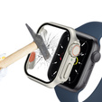 2w1 Etui + Szkło Hartowane do Apple Watch 4/5/6/SE 44MM, Srebrne/Pomarańczowe