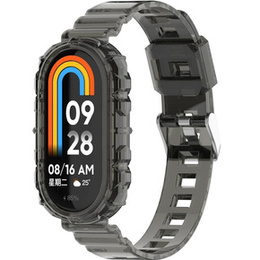 Pasek Silikonowy do Xiaomi Smart Band 10 / 9 / 8, Przezroczysty czarny