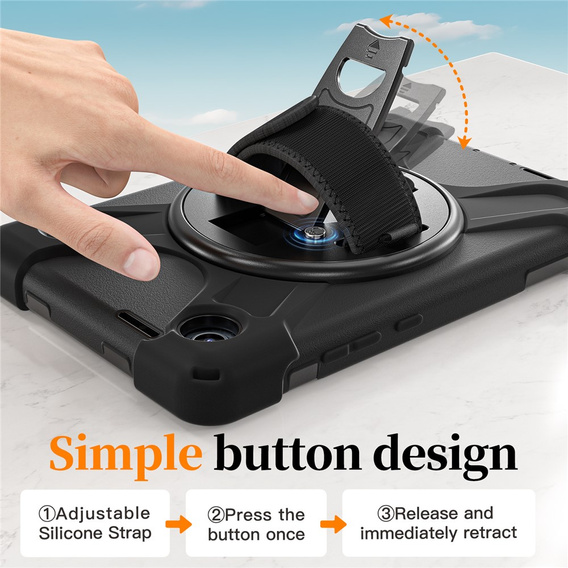 Pancerne etui do Lenovo Tab One, z podstawką i paskiem na ramię – czarne