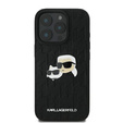 Etui Karl Lagerfeld do iPhone 16 Pro, Monogram Karl & Choupette Head Pin, czarna