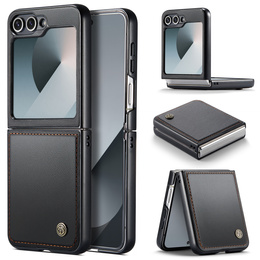 Etui do Samsung Galaxy Z Flip7, CASEME Litchi Leather, czarne