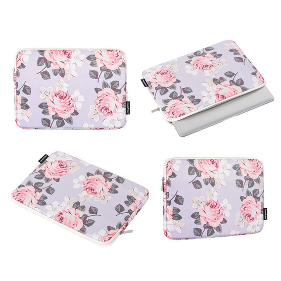 Etui na Laptopa 13" z Nadrukiem Różanym - Szare