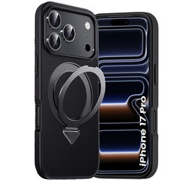 Etui Skórzane do iPhone 17 Pro, MagSafe, z podstawką - czarne