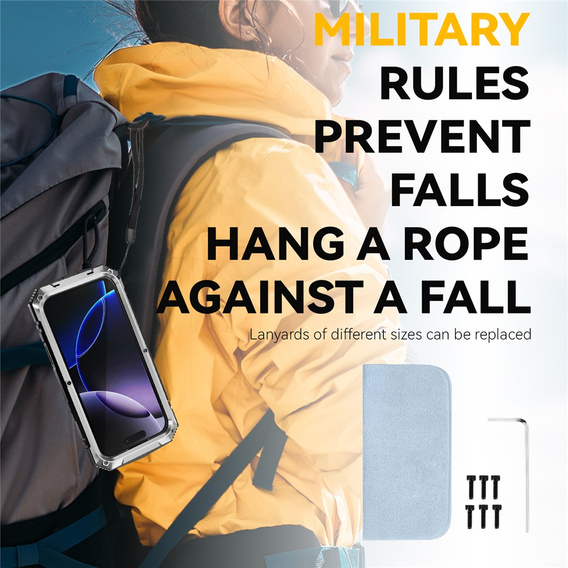 Etui R-JUST do iPhone 17 Pro Max z wbudowaną ochroną ekranu - srebrne