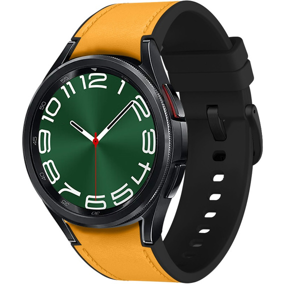 Pasek Skórzany do Samsung Galaxy Watch 4/5/6/7/FE 40/42/43/44/45/46/47mm, Zółty