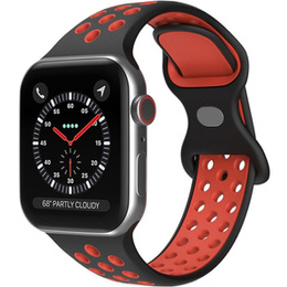 Pasek Silikonowy do Apple Watch 1/2/3/4/5/6/7/8/9/10/11/SE Ultra 1/2/3 42/44/45/46/49mm, Czarny/Czerwony