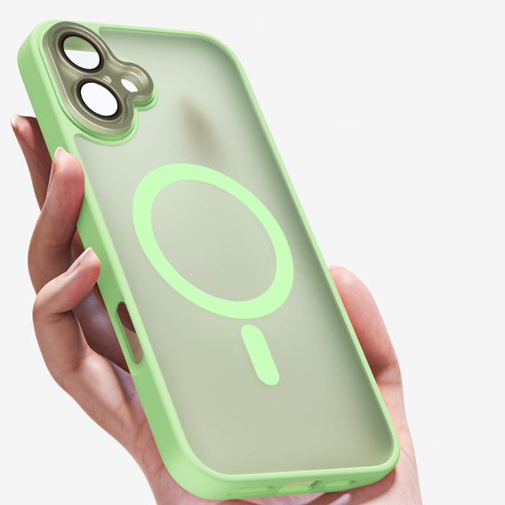 Etui do iPhone 16 Plus, do MagSafe, ERBORD Matt Case, jasnozielone + Szkło na ekran