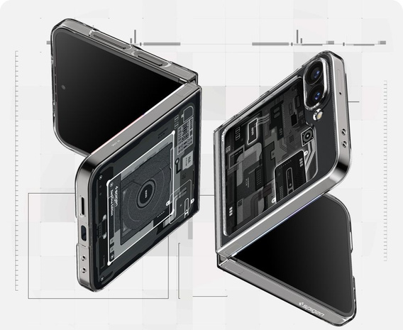Etui Spigen do Samsung Galaxy Z Flip7 FE / Z Flip6, Airskin Zeron One, Przezroczyste / Brokatowe