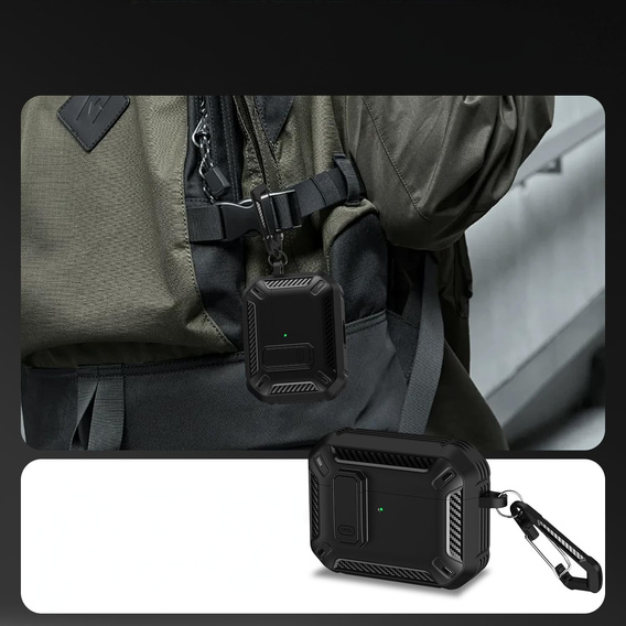 Etui ochronne do AirPods Pro 3, karabińczykiem, czarne