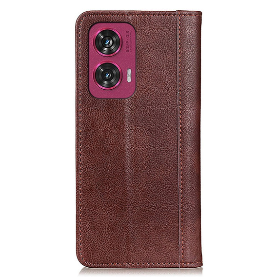 Etui z klapką do Motorola Edge 50 Fusion 5G, Split Leather, brązowe