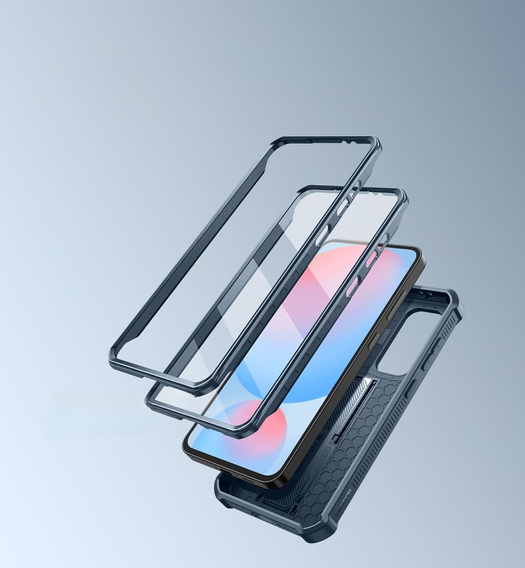 Etui pancerne do Samsung Galaxy S24 FE, Dexnor Full Body (Two Frames), granatowe