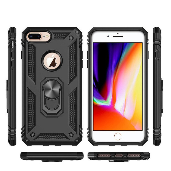 Etui pancerne do iPhone 6+ / 6S+ / 7+ / 8+ Plus, Nox Case Ring, czarne