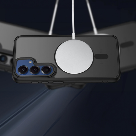 Zestaw Etui do Samsung Galaxy S25, do MagSafe, ERBORD Matt Case, czarny + 3x Szkło na ekran