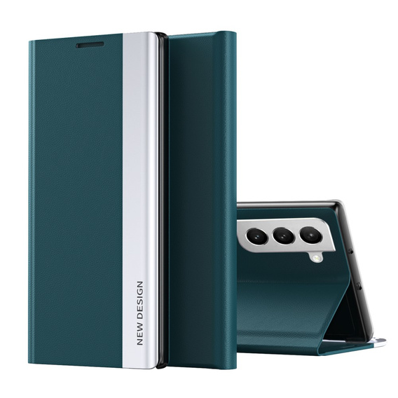 Etui z klapką do Samsung Galaxy S22 5G, Side Magnetic, zielone