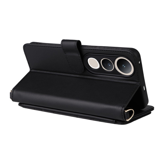 Etui portfelowe z paskiem na ramię do Vivo V50 Lite 5G – Czarny