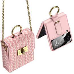 Etui Finger Ring z torebką do Samsung Galaxy Z Flip 4 5G, Różowe