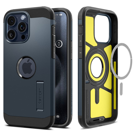 Etui Spigen do iPhone 15 Pro, Tough Armor Mag MagSafe, Niebieskie
