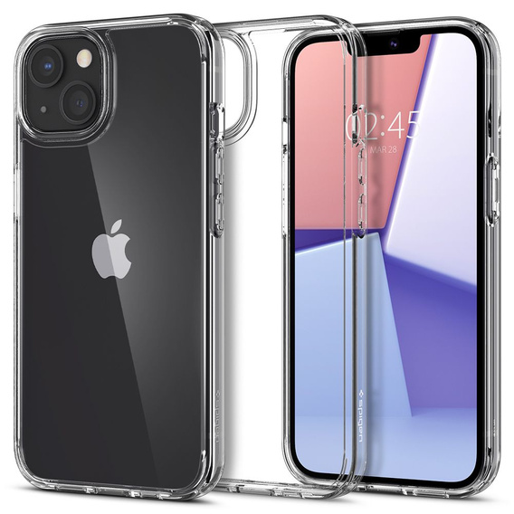Etui Spigen do iPhone 13, Ultra Hybrid, Crystal Clear, przezroczyste + szkło