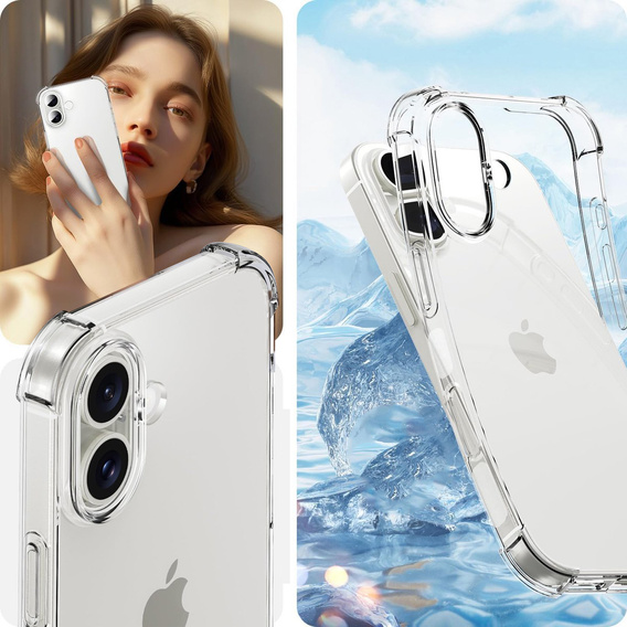 Etui do iPhone 16, Erbord Dropproof, przezroczyste + Szkło
