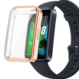 2w1 Etui z Osłoną Silikonową do Huawei Band 8 / Huawei Band 9 / Huawei Band 10, Różowe złoto