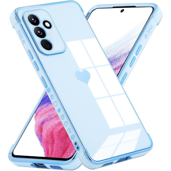 Etui do Samsung Galaxy A35 5G, Electro heart, niebieskie + Szkło Full Glue Ceramic