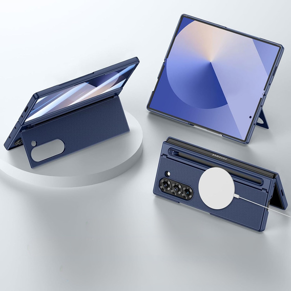Etui do Samsung Galaxy Z Fold7 5G ze szkłem, z miejscem na rysik – niebieskie