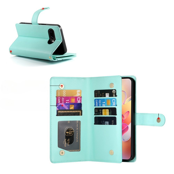 Etui z klapką do Samsung Galaxy A56 5G, Wallet Zipper Pocket, zielone
