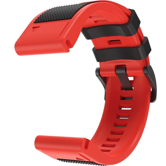 Pasek Silikonowy Quickfit 22mm do Garmin, Czarny / Czerwony