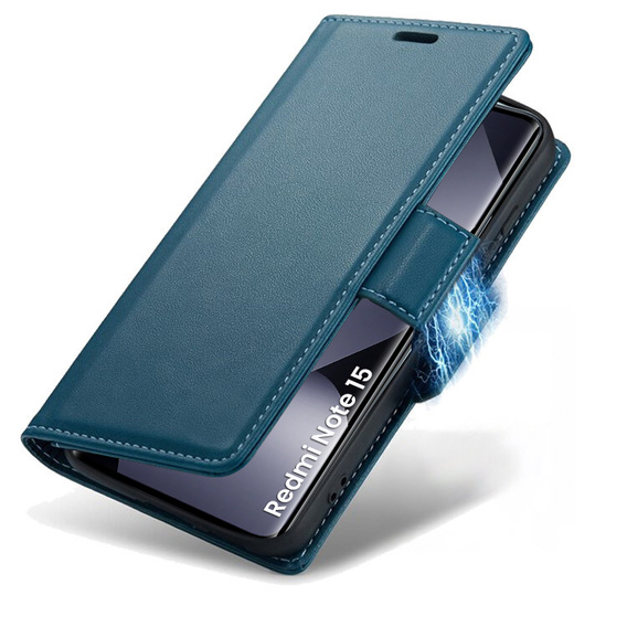 Etui do Xiaomi Redmi Note 15 5G / Poco M8 5G, ERBORD Glossy Litchi, portfel z klapką, niebieskie