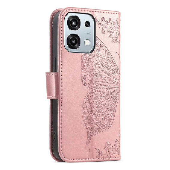 Etui z klapką do Oppo A6 Pro 5G, Butterfly, różowe