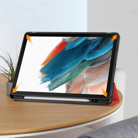 Etui do Samsung Galaxy Tab A9+, Tri-fold, z miejscem na rysik, czerwone