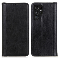 Etui z klapką do Samsung Galaxy S25 Ultra, Split Leather, czarne