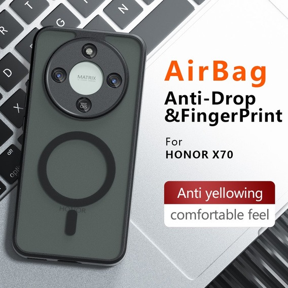 Etui do Honor Magic 8 Lite, Matt Case, do MagSafe, czarne