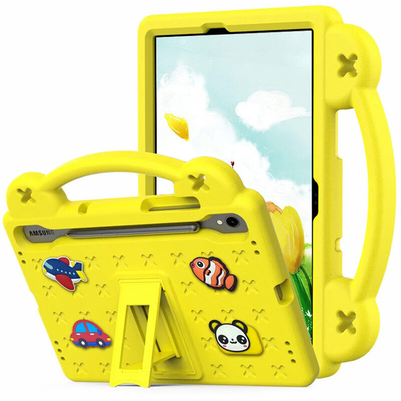 Etui do Samsung Galaxy Tab S10 Lite / S10 FE / S9 FE, Cute Patterns, z podstawką, żółty