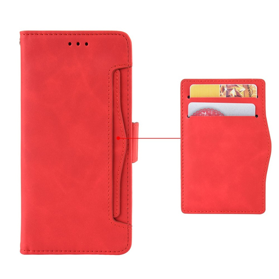 Etui z klapką do Oppo Reno 14, Card Slot, czerwone