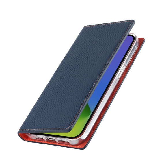 Etui z klapką do iPhone 15 Pro, Litchi Skin Grain, granatowe
