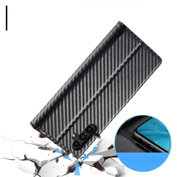 Etui z klapką do Samsung Galaxy A56 5G, Carbon LC.IMEEKE, czarne