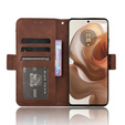 Etui z klapką do Motorola Edge 50 Ultra, Card Slot, brązowe