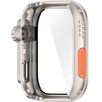 2w1 Etui + Szkło Hartowane do Huawei Watch Fit 4 Pro, Srebrne/Pomarańczowe