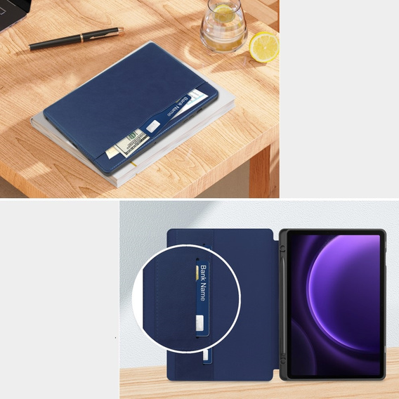 Etui do Samsung Galaxy Tab S9 FE / S10 FE, Business Card and Pen Slot, niebieskie